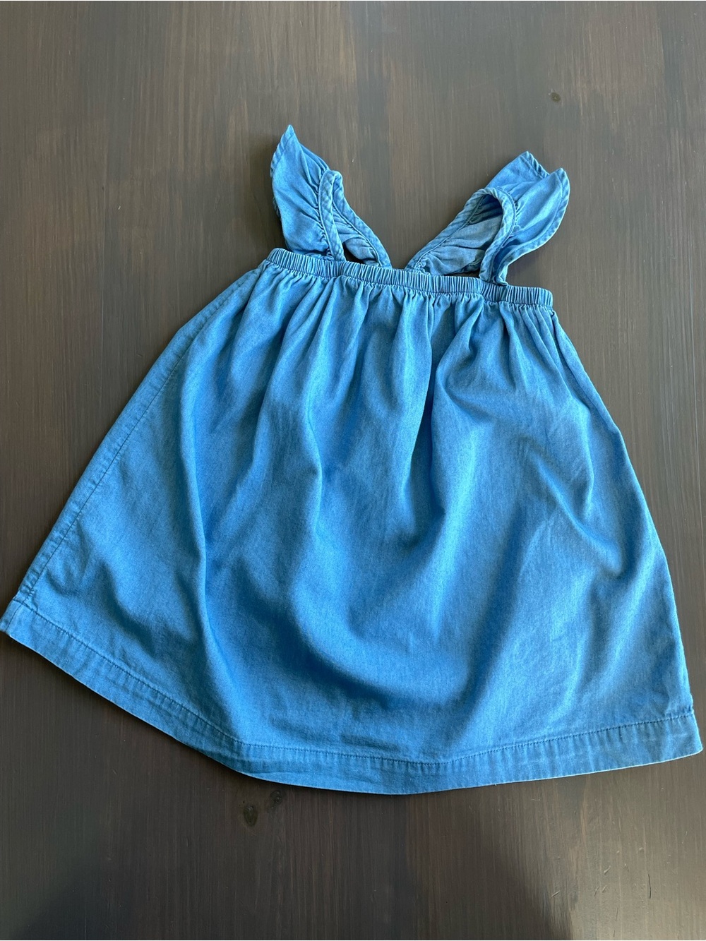 Old Navy Blue Chambray Ruffle Strap Swing Dress Size 18-24M